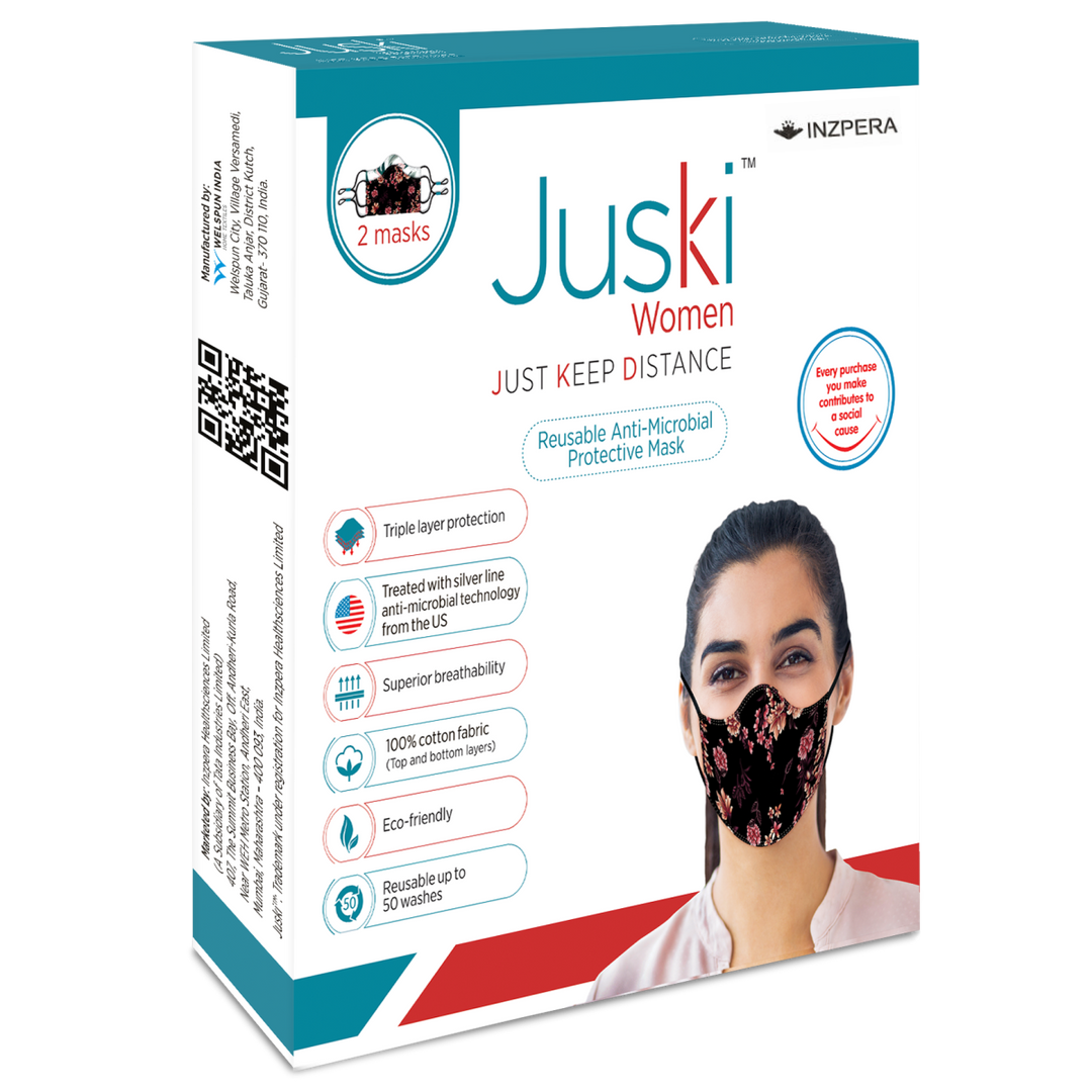 Juski Washable And Reusable Face Mask For Women (2 Pcs) - Inzpera Healthsciences