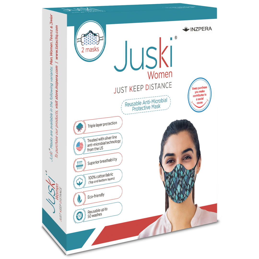 Juski Washable And Reusable Face Mask For Women (2 Pcs) - TUM - Inzpera Healthsciences