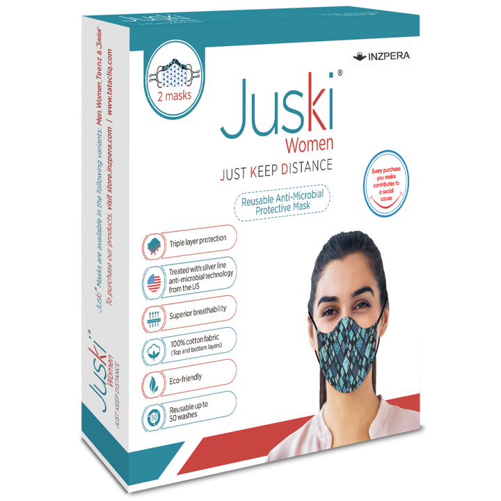 Juski Washable And Reusable Face Mask For Women (2 Pcs) - TUM - Inzpera Healthsciences
