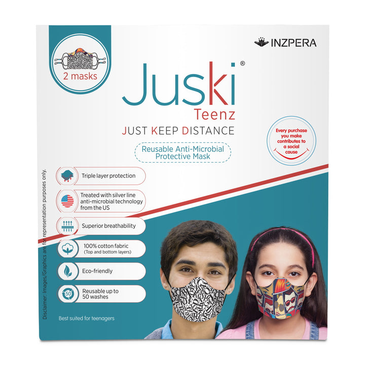 Juski Unisex Washable And Reusable Face Mask For Youth (2 Pcs)