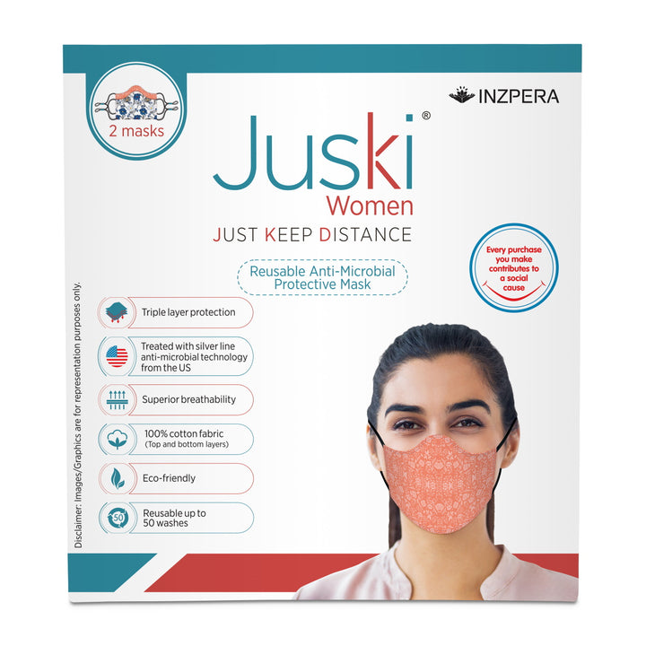 Juski Washable and Reusable Face Mask for Women (2 Pcs)